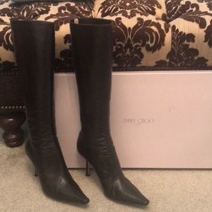 Jimmy Choo Peony Coffee Kid Leather Boot